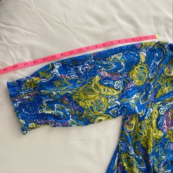 NWT.  Jones NY Blue Pink Floral Abstract Design Jewel Neck L-Sleeve Sexy Size 1X - Picture 12 of 13